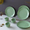 Spiral Green Ceramic Dinner Set 12 Piece for Family of 6